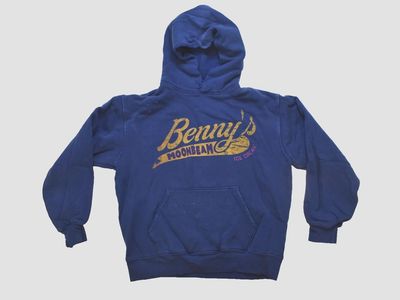Benson Boone Womens Benny's Moonbeam Ice Cream Distressed Blue Hoodie New Small