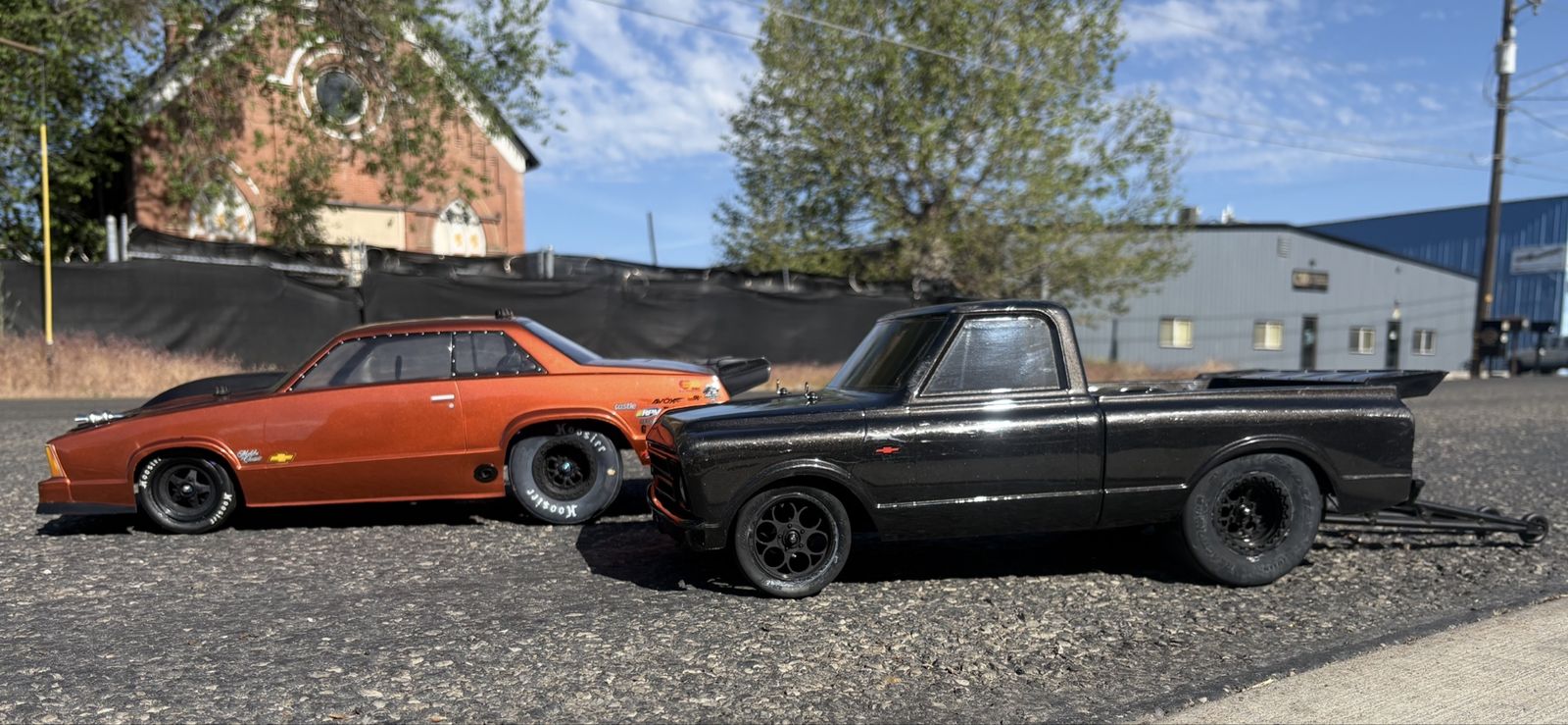 Two Traxxas Drag Slash