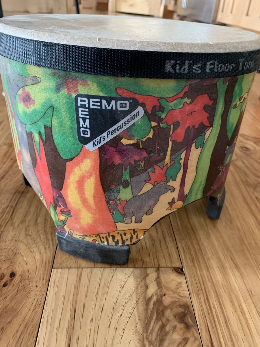 REMO Kid's Percussion Floor Tom Drum - Colorful Animal Print - Used Musical Instrument