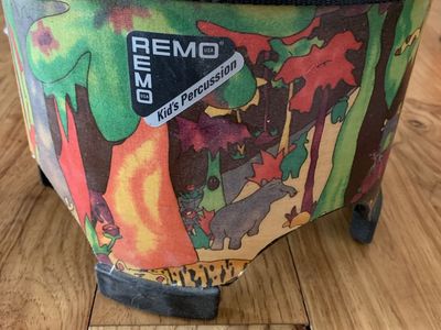 REMO Kid's Percussion Floor Tom Drum - Colorful Animal Print - Used Musical Instrument
