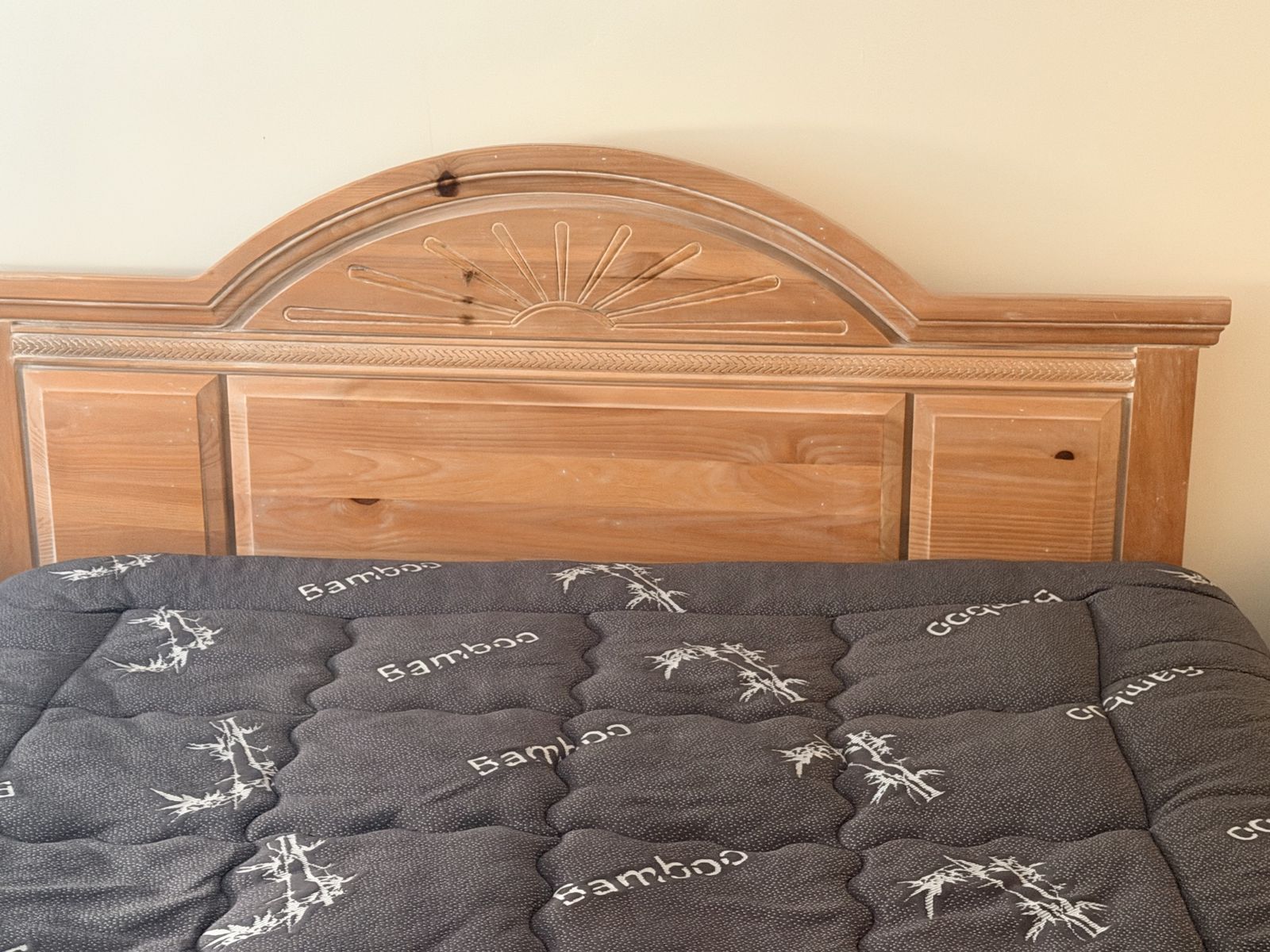 Queen Size Wooden Bed Frame with Headboard, Mattress, and Box Spring Set