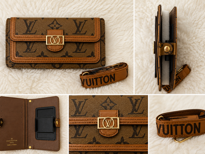 Camel Brown Mono LV Phone Crossbody Wallet Bag New