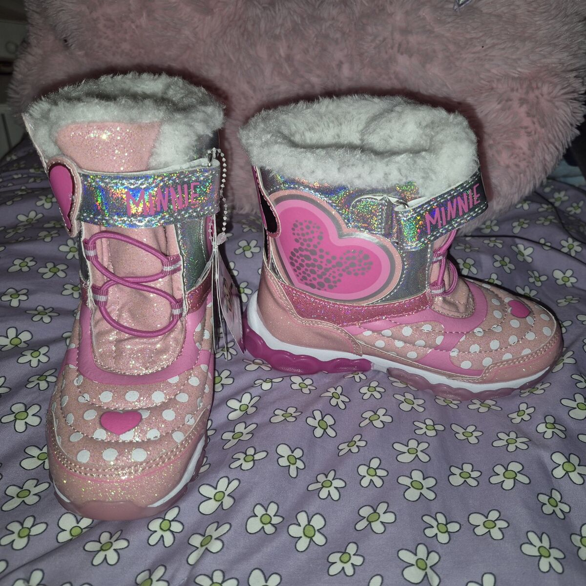 Disney Minnie Light-Up Snow Boots 10 Toddler Girl