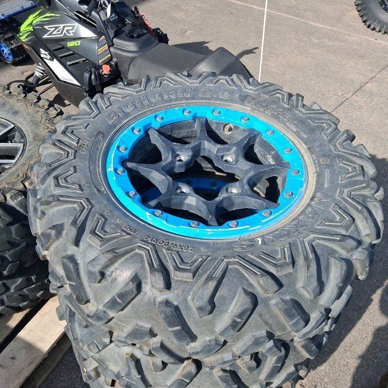 Beadlocks and tires Maxxis Bighorn 2.0 ATV/UTV Tires 28x9.00r141(2) 28x11.00r14(2) with Blue Beadlock Wheels - Set of 4 $25/per