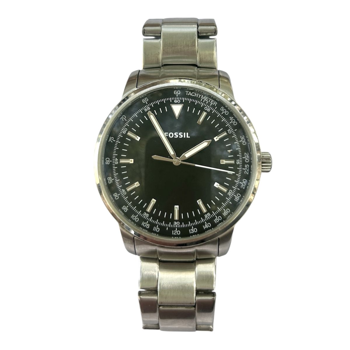Fossil Men's Stainless Steel Watch - Black Dial Tachymeter Bezel - Classic Sport