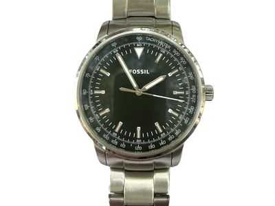 Fossil Men's Stainless Steel Watch - Black Dial Tachymeter Bezel - Classic Sport