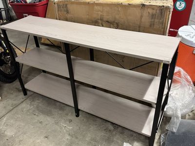 Industrial Style 3-Tier Console Table Entryway/Hallway Shelf, Light Wood Finish