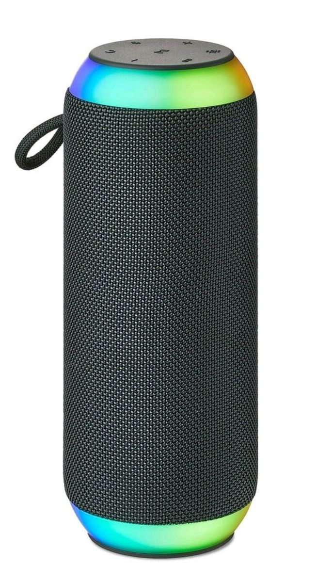 Portable Bluetooth Speaker with Rainbow LED Lights and Carrying Strap