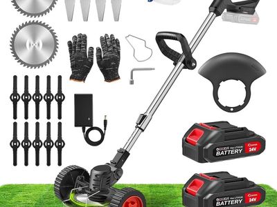 Saker 24V 3-in-1 Cordless Grass Trimmer, Brush Cutter & Lawn Edger with Accessories