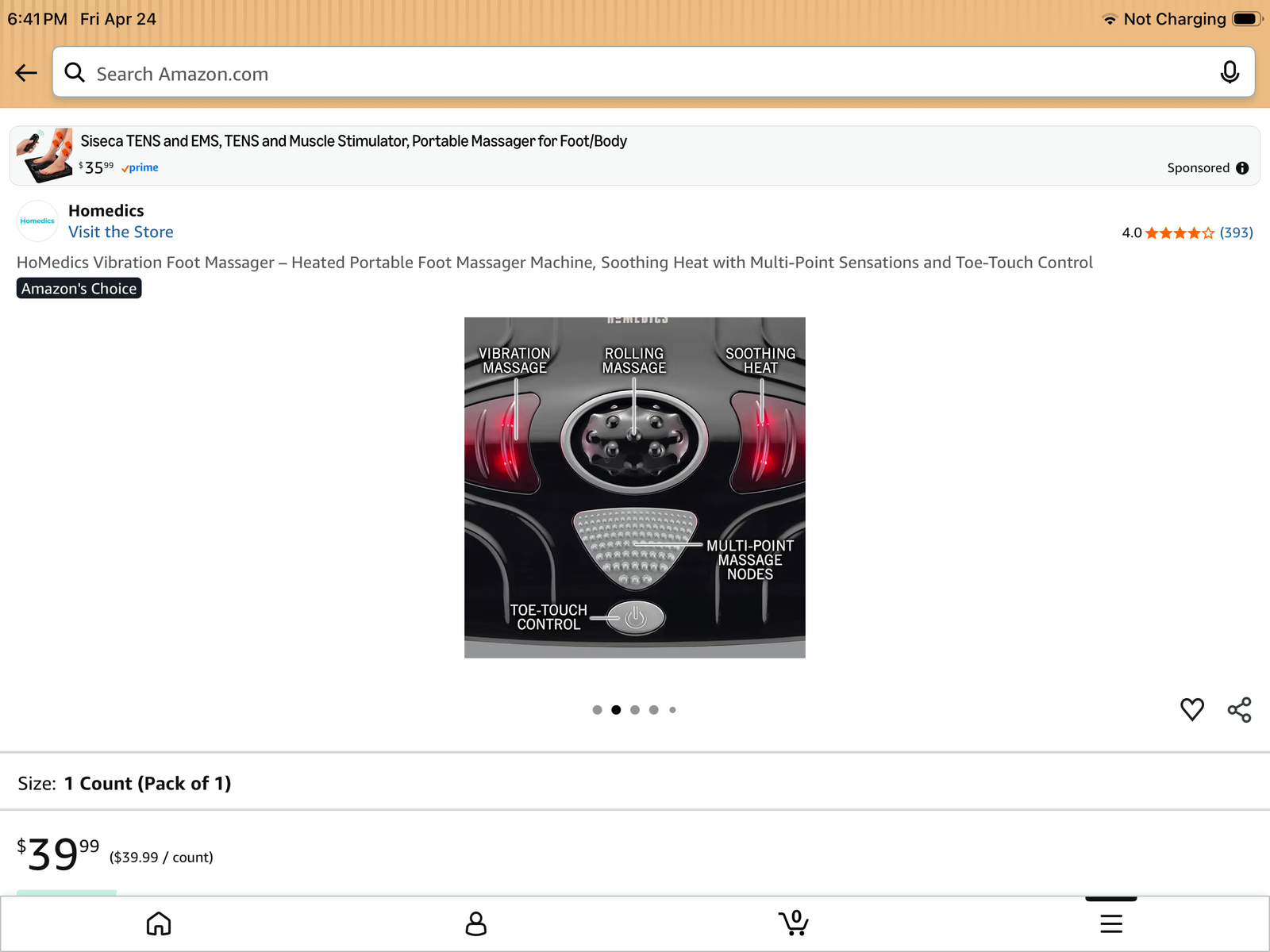 HoMedics vibration foot massager with heat