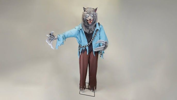 Halloween Jumpscare Werewolf Wolf Dog Animatronic Gravestone Cemetery Statue Figurine Yard Home Decor Decoration Prop