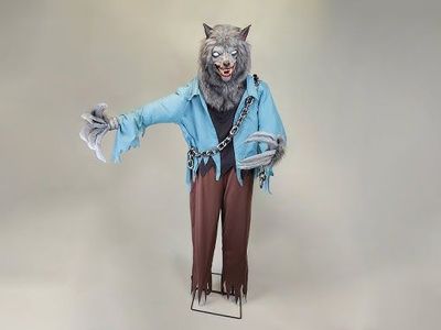 Halloween Jumpscare Werewolf Wolf Dog Animatronic Gravestone Cemetery Statue Figurine Yard Home Decor Decoration Prop