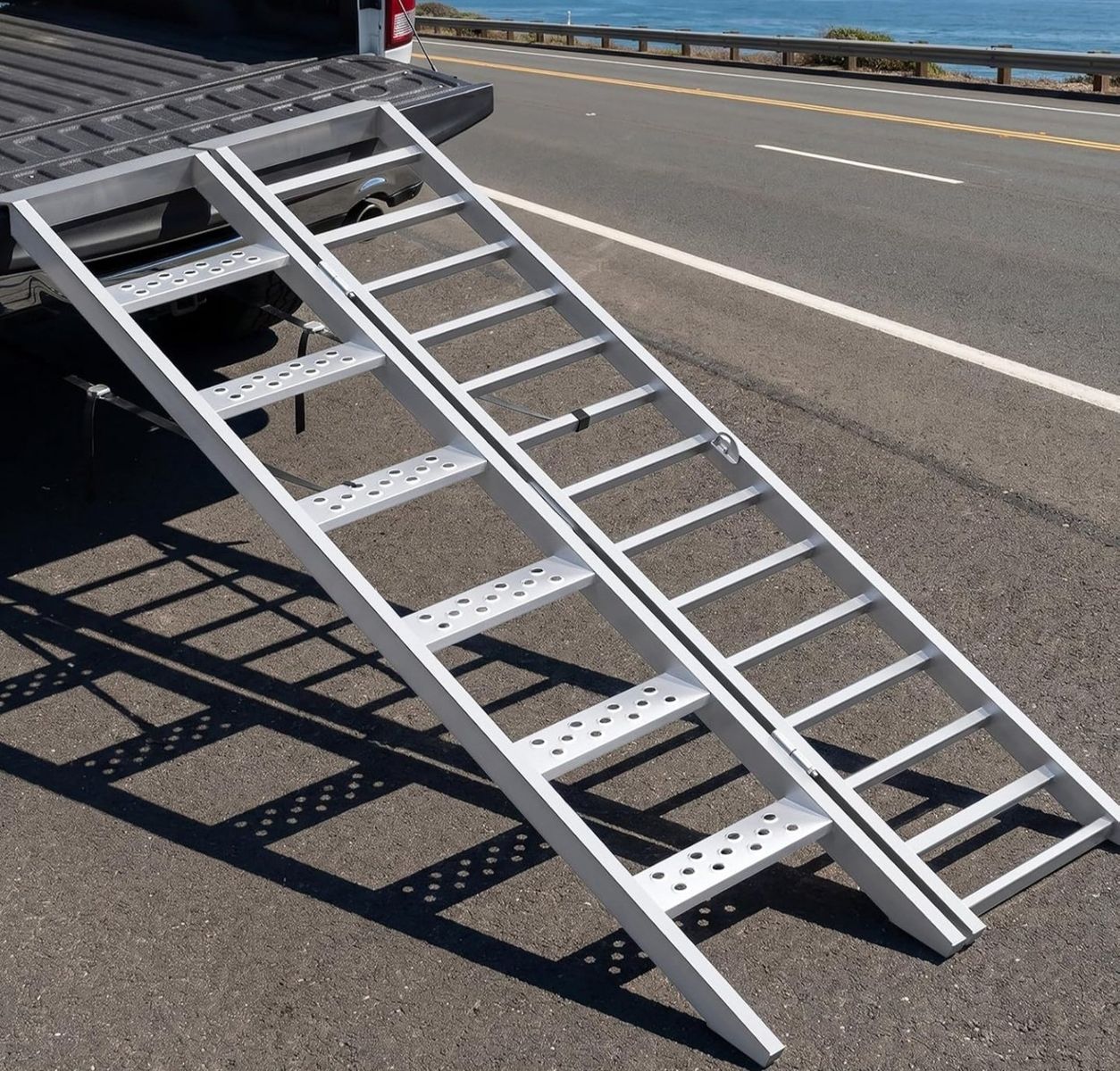 81" x 32.5" Folding Motorcycle Ramp with Steps