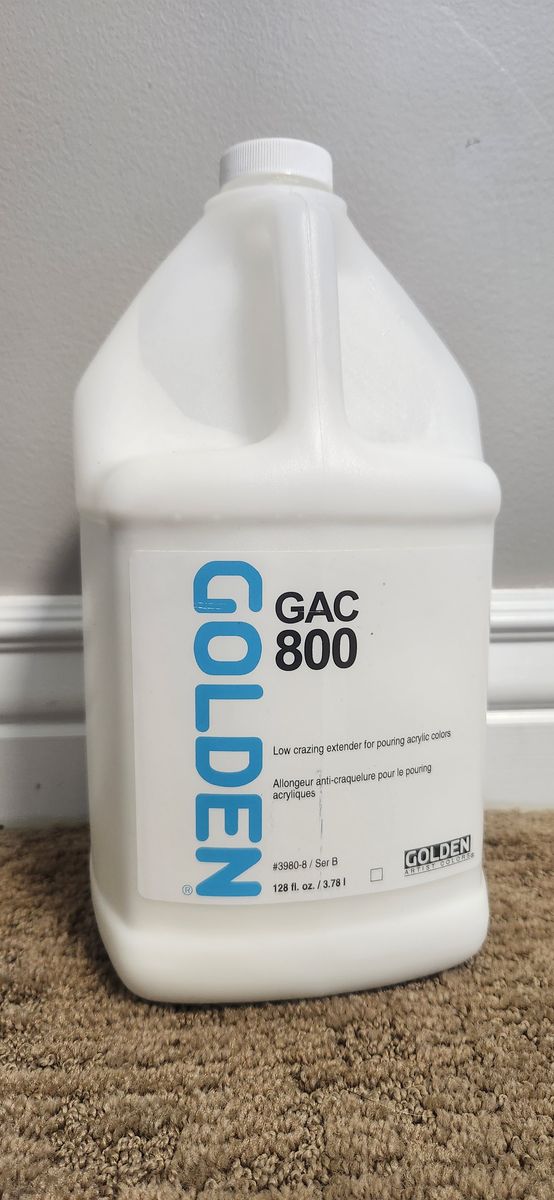 GAC 800 by GOLDEN, Professional Transparent Acrylic Medium for Pouring, 128 fl. oz. PARTIALLY USED