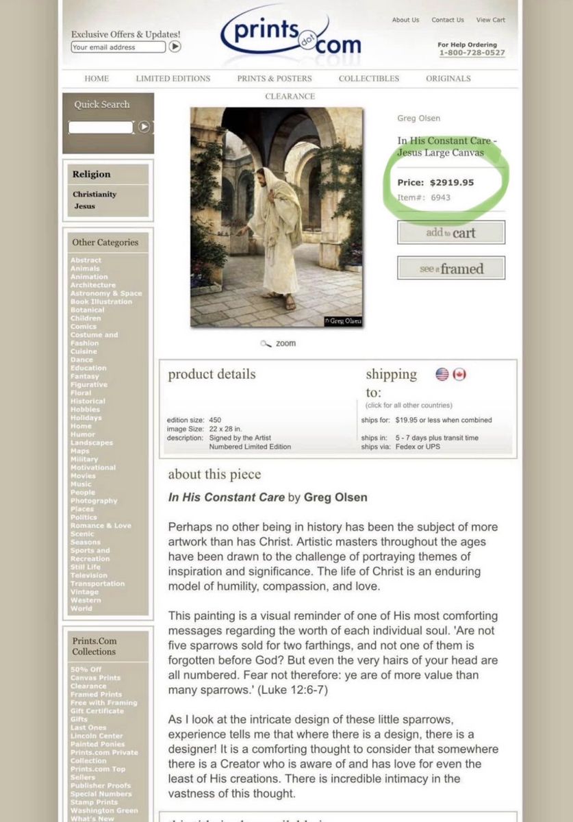 Greg Olsen Canvas 22 X 28 Limited Edition