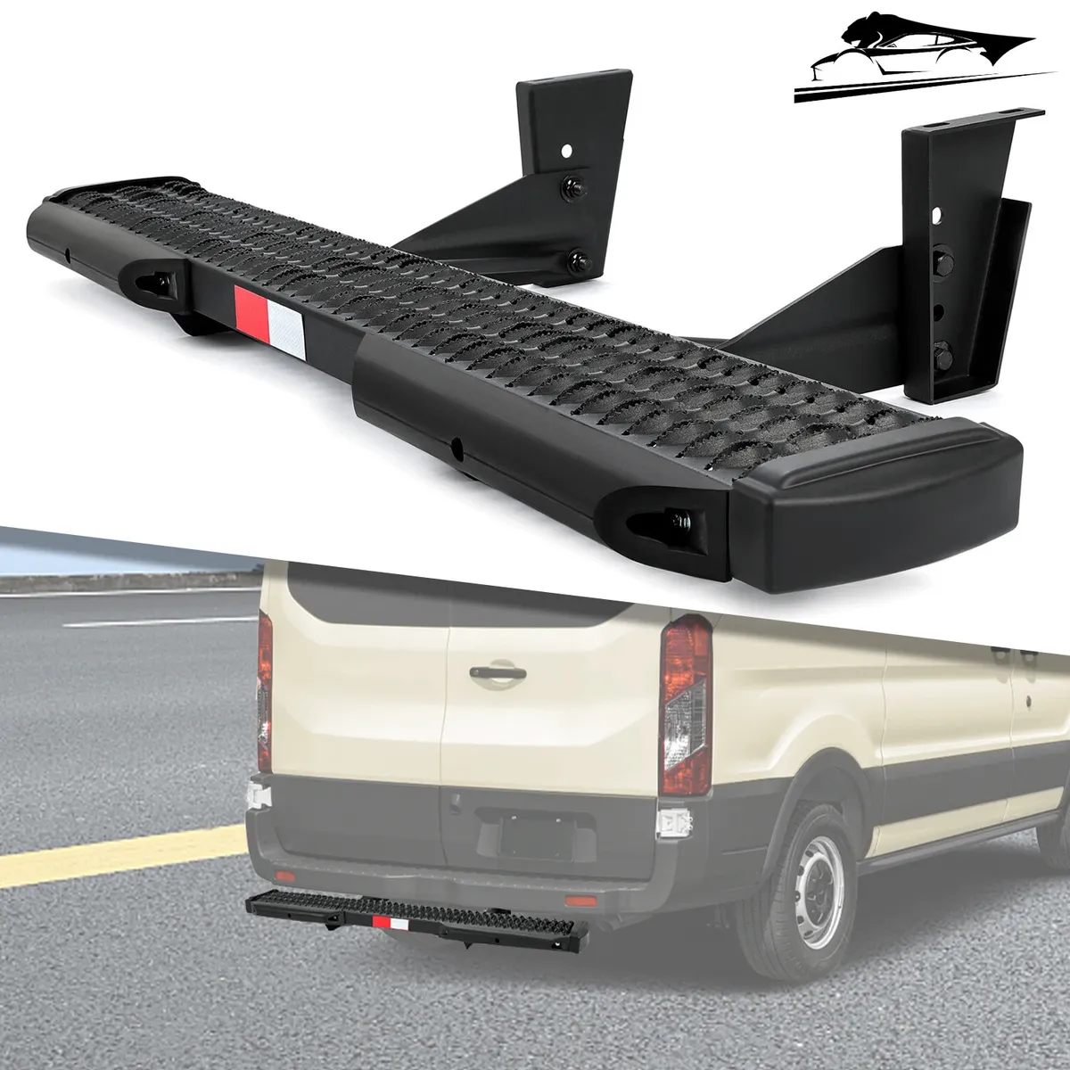 Rear Step Running Board W/ Dock Bumpers For Ford Transit 150/250/350 2015+