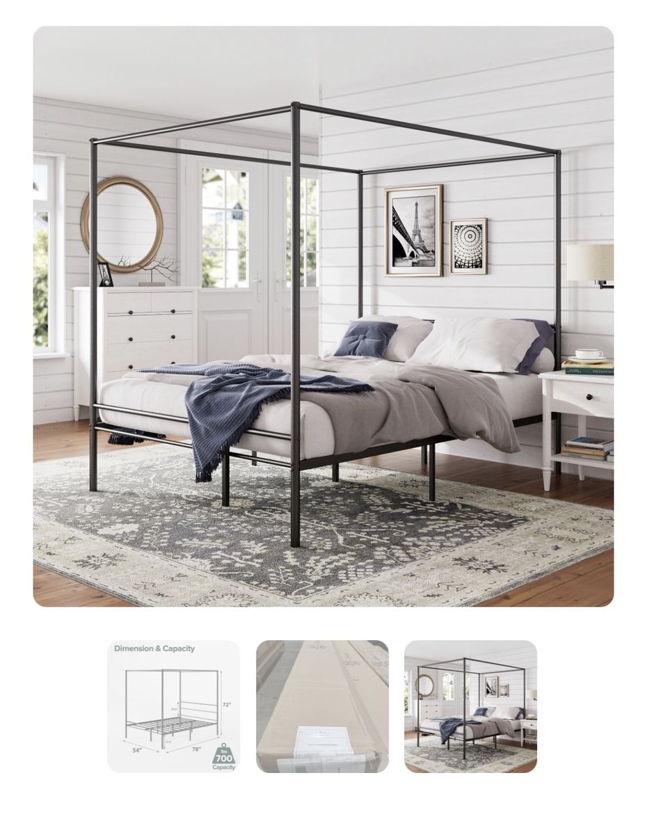 NEW black canopy bedframe