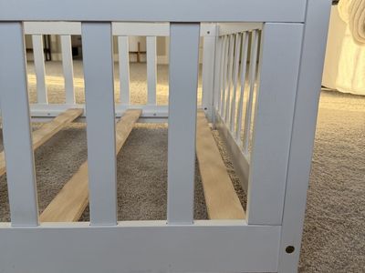 White Wooden Toddler Bed Frame - Excellent Condition, Sturdy Slats