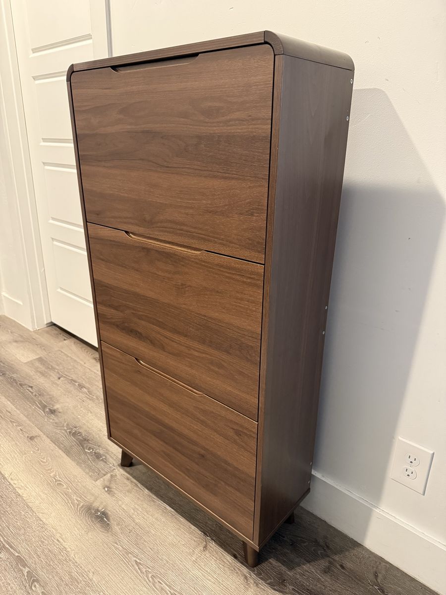Brand New Mid Century Modern Tall Shoe Cabinet