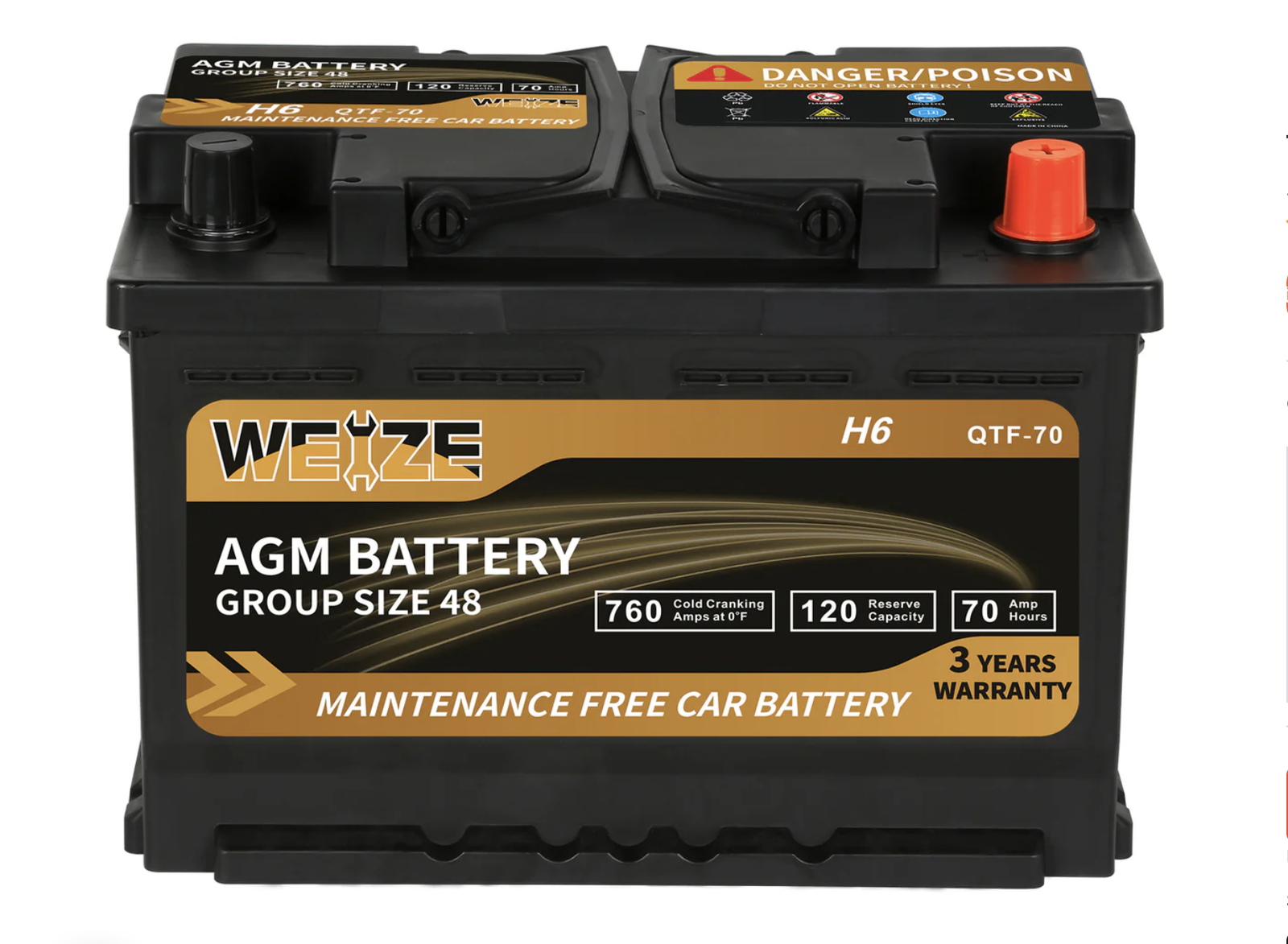 New in box Group 48 AGM Car Battery - 12V 70Ah H6 Automotive Replacement Battery
