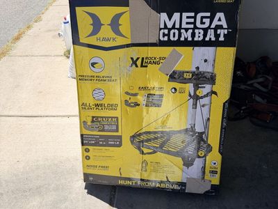 HAWK Mega Combat XL Hang-On Treestand - 24"x30" Platform, 300lb Capacity, Rock-Solid Steel