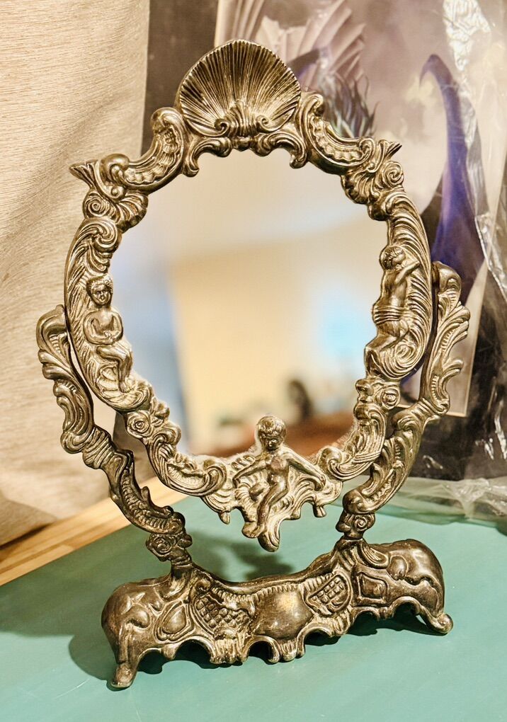 Ornate Vintage Vanity Mirror w/ Cherubs