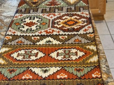 Rustic Southwestern Woven Pattern Table Runner / Small Rug - Earth Tones
