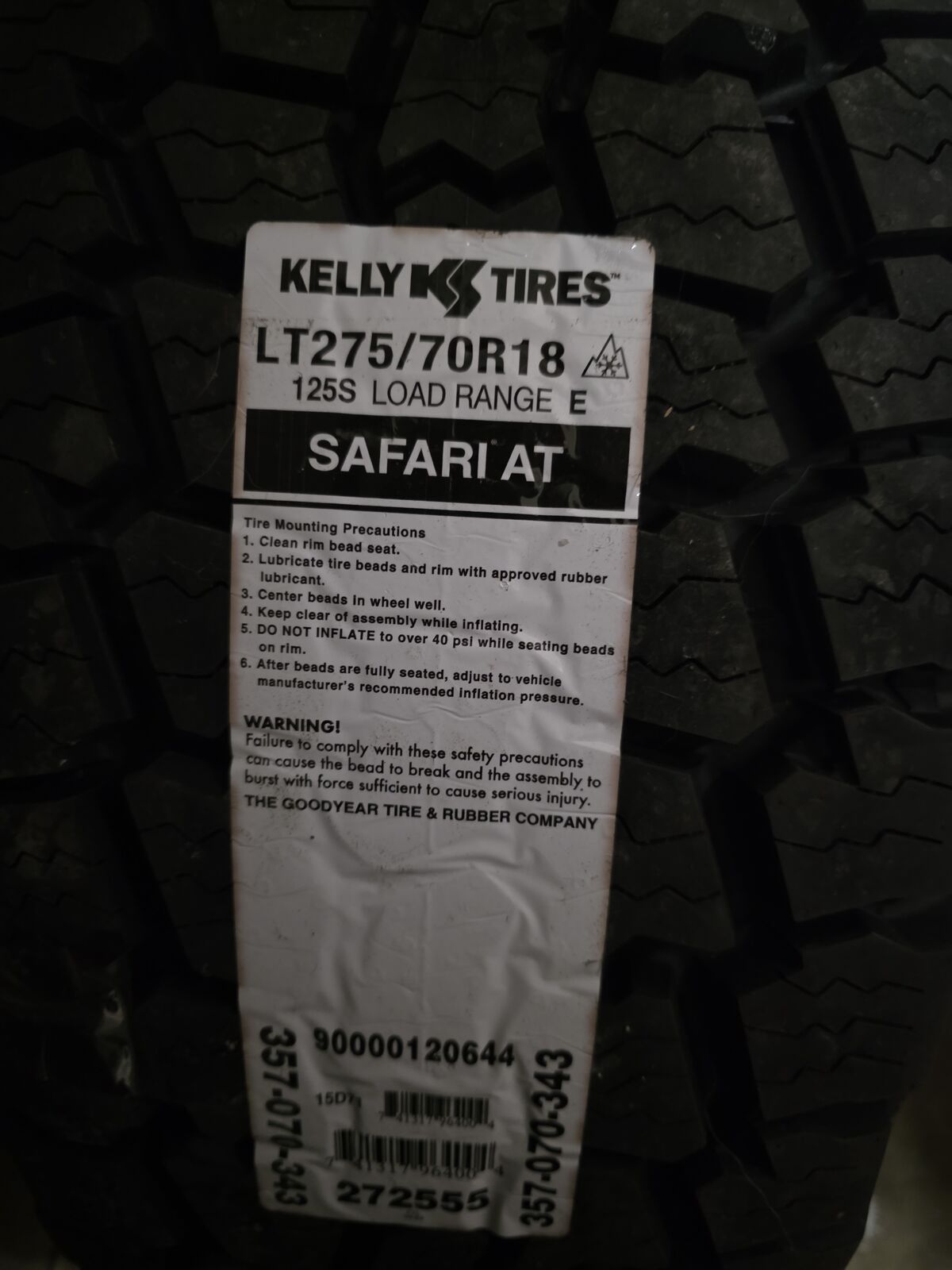 LT275/70r18 Kelly Safari All Terrain 4 Tire Set LT 275 70 18 LRE 10 Ply Heavy Duty