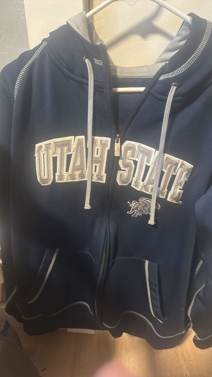 Antigua Utah State Aggies Full Zip Hoodie Men's XL Navy Blue Athletic