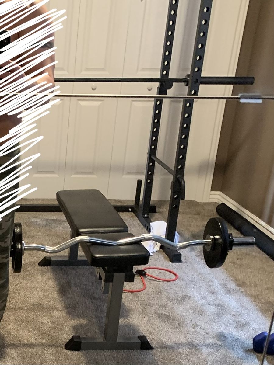Squat Rack with bench and weights