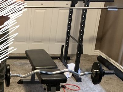 Squat Rack with bench and weights