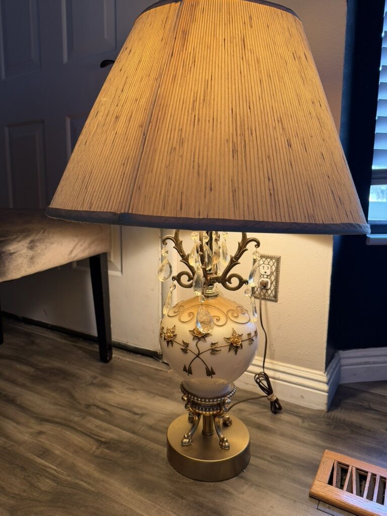 Vintage Lamp Glass Regency Hollywood Style