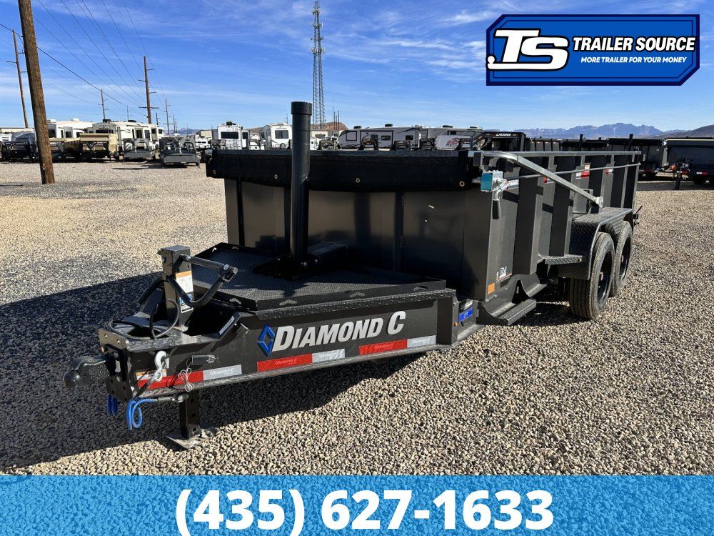 7x14 Diamond C LPT 208 Dump Trailer - 32" Sides - 18K GVWR - 18 Ply Tires, Long Arm Tarp
