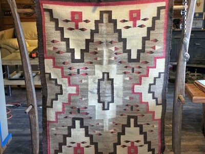 Vintage Native American Navajo Handwoven Rug Circa 1930-1940 47x35