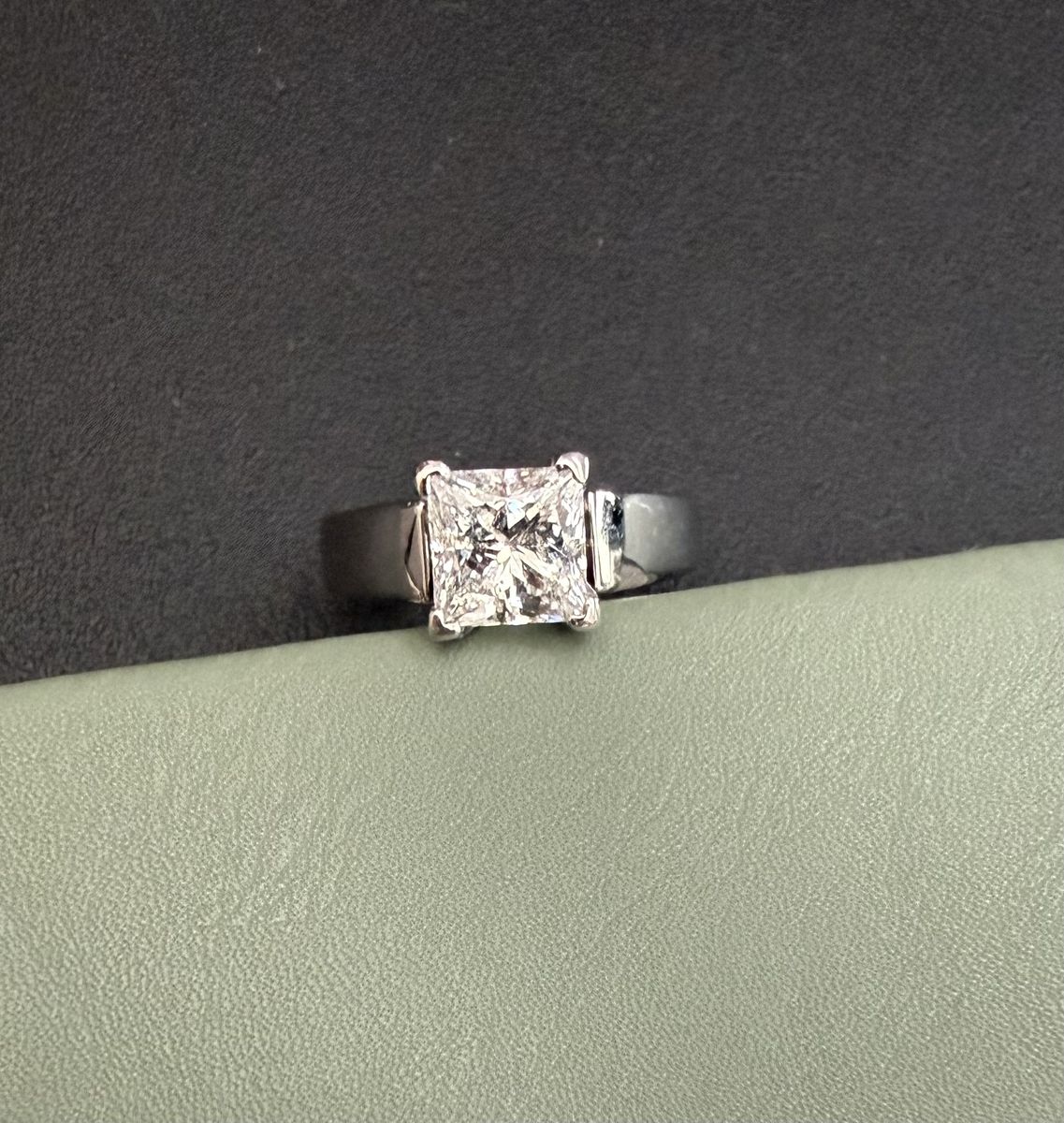 1.96ct Princess Cut Natural Diamond Engagement Ring