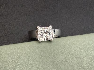 1.96ct Princess Cut Natural Diamond Engagement Ring
