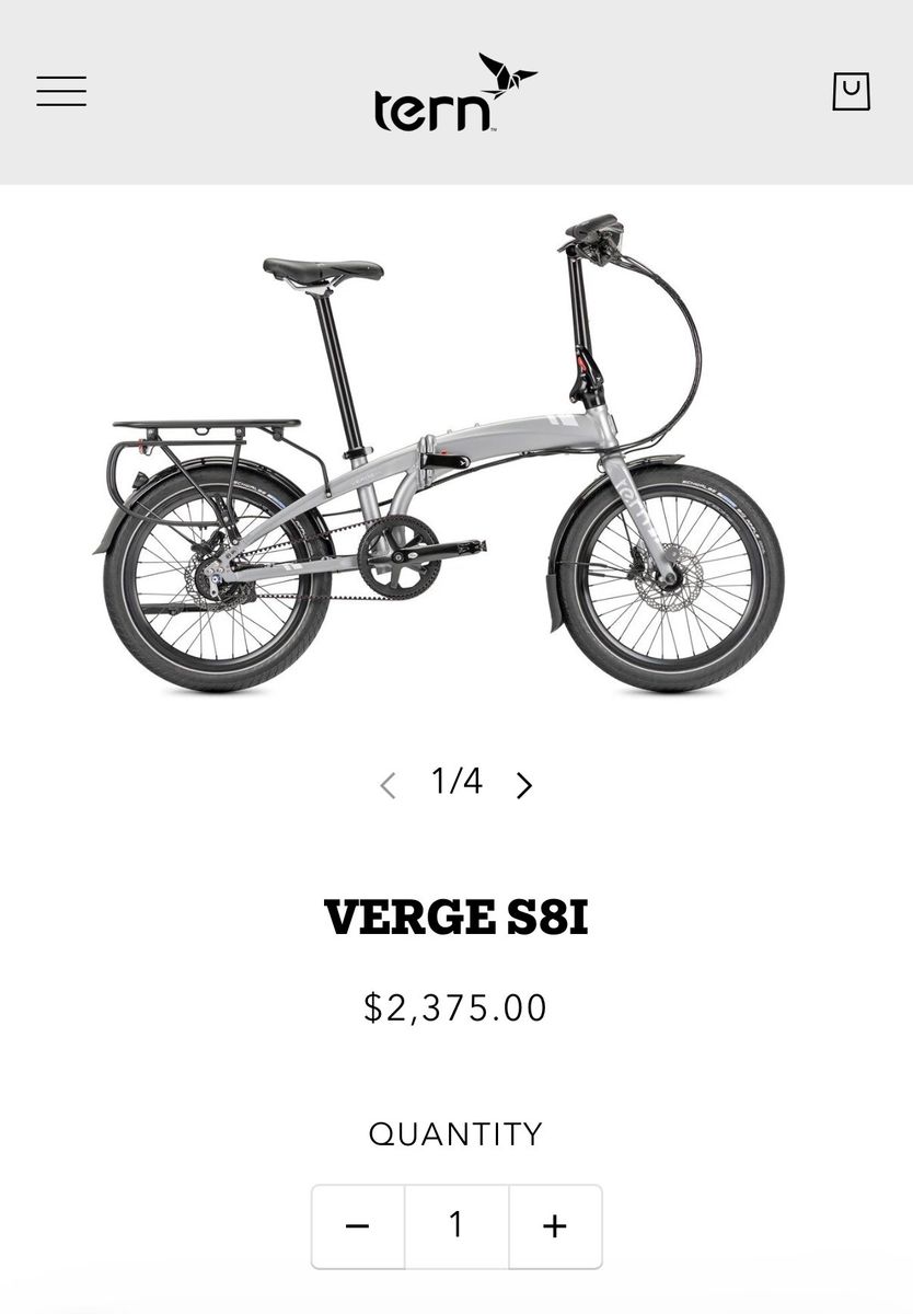 2 Tern Verge S8i folding bikes (Non-electric)