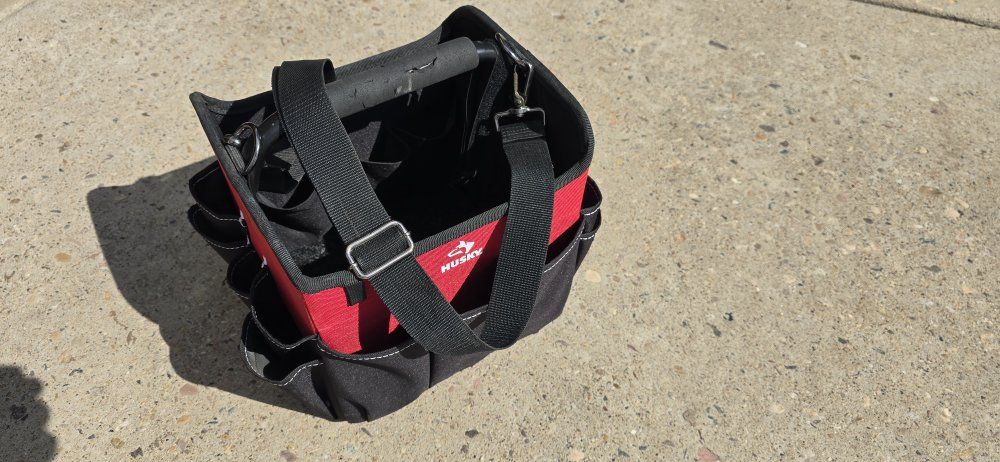 Husky Red & Black Tool Bag with Shoulder Strap - Organizer & Carrier