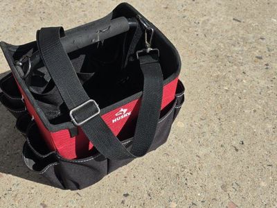 Husky Red & Black Tool Bag with Shoulder Strap - Organizer & Carrier