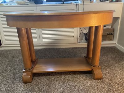 Vintage Solid Wood Oval Accent Table with Drawer - 47" x 28" x 29"