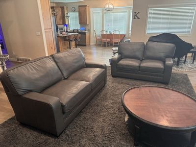 Leather love seat and sofa