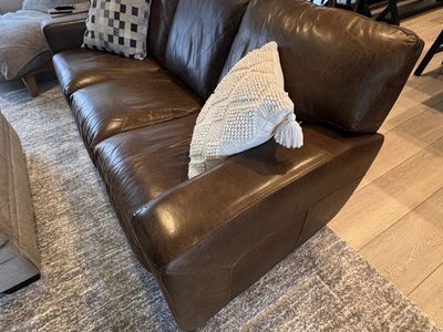 RC Willey 85" Brown Full-Grain Italian Leather Sofa - Excellent Condition