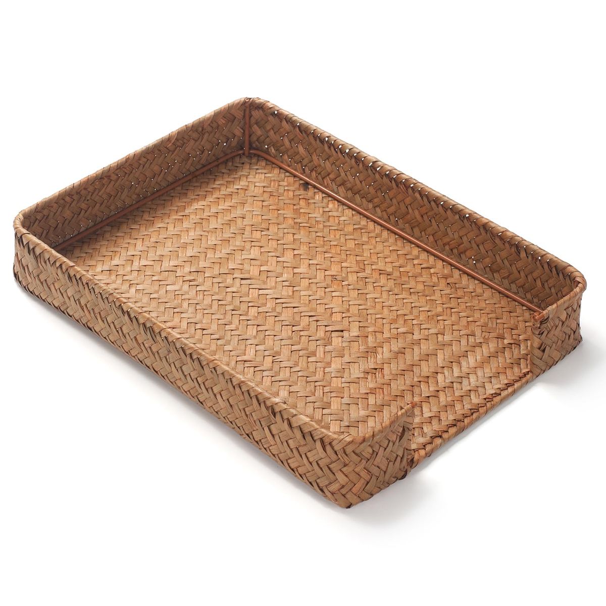 Woven Natural Seagrass Desk Organizer Tray Paper & File Holder