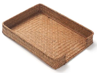 Woven Natural Seagrass Desk Organizer Tray Paper & File Holder