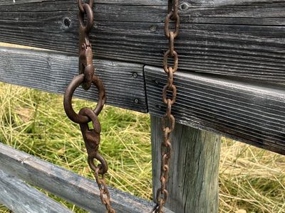 Cool Display Item-5 1/2 Feet Long Metal Chain-Two Safety Hooks and A Metal Ring-Rustic