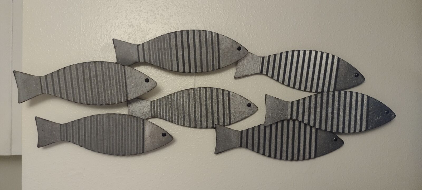 Vintage fish wall hanging art sculpture silver gray galvanized metal