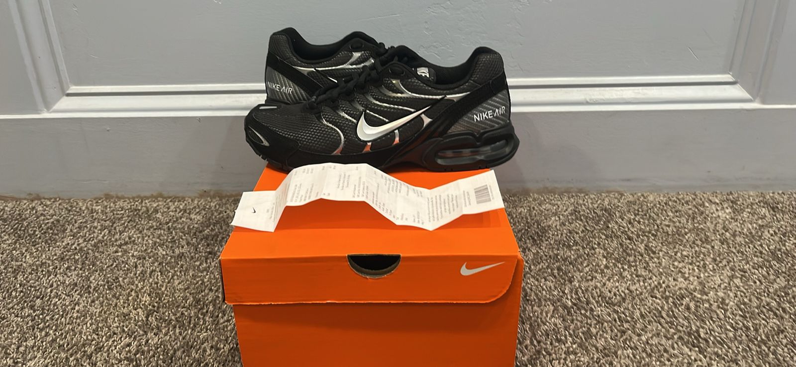 Nike Air Max Torch 4 Men's Sneakers - Black/White/Metallic Silver, Size 8 (New in Box)