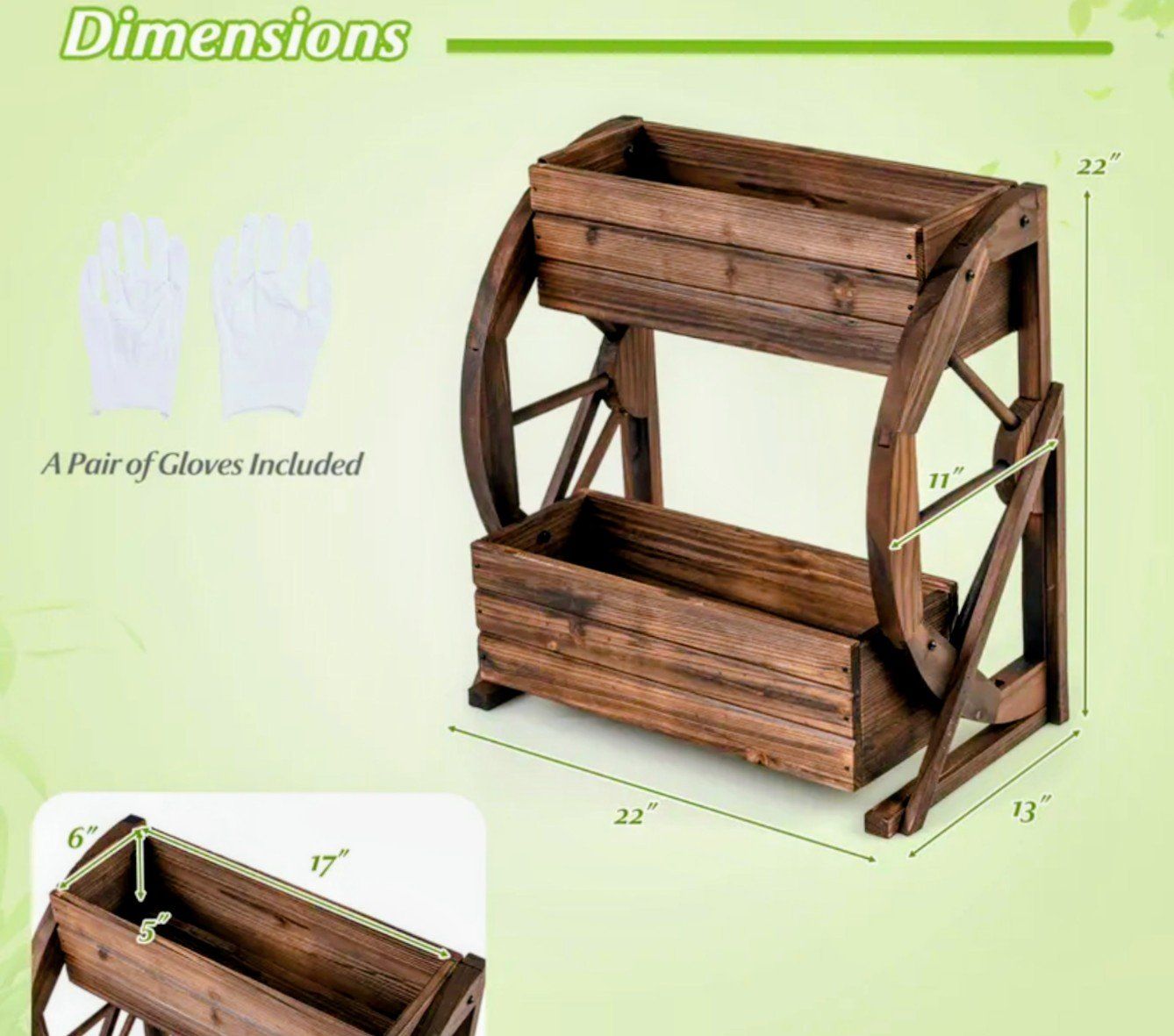 new in box beautiful wooden planter