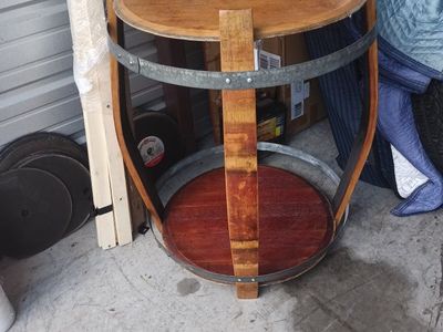 Cadus Oak Wine Barrel End Table/Display Stand - Unique Reclaimed Wood Furniture