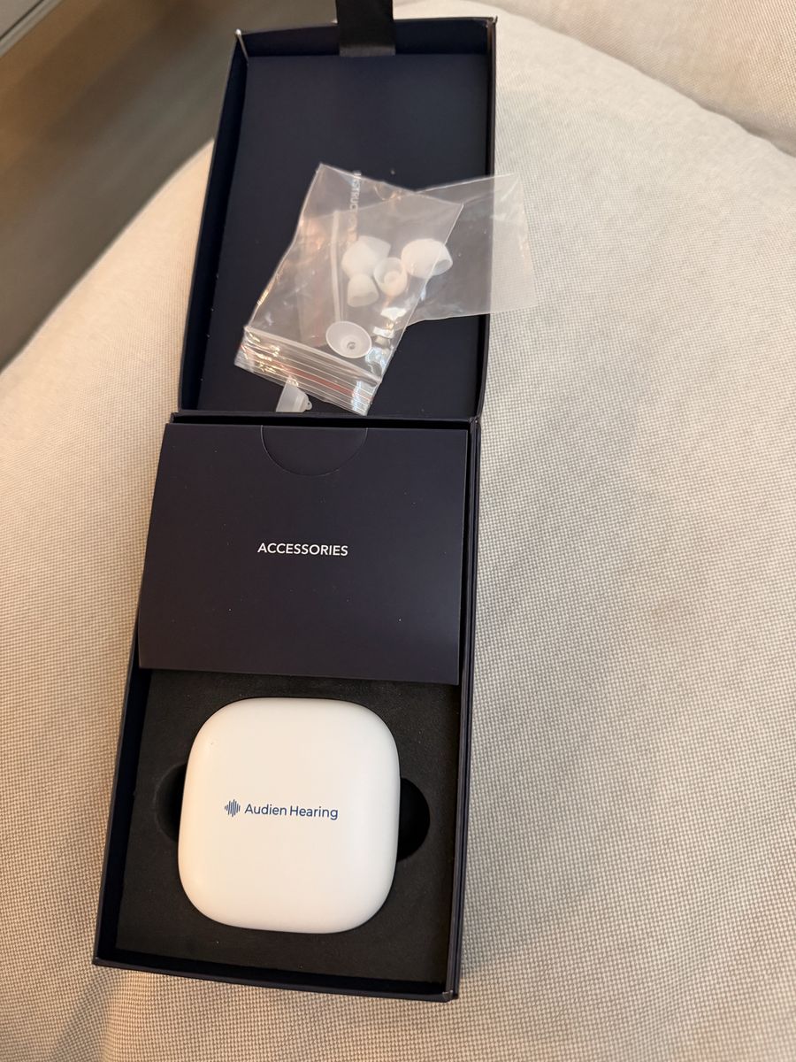 Audien Hearing Device with Charging Case and Accessories